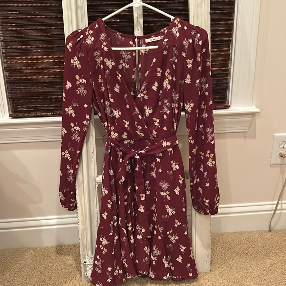 Mi Ami Maroon Floral Dress Size XXS